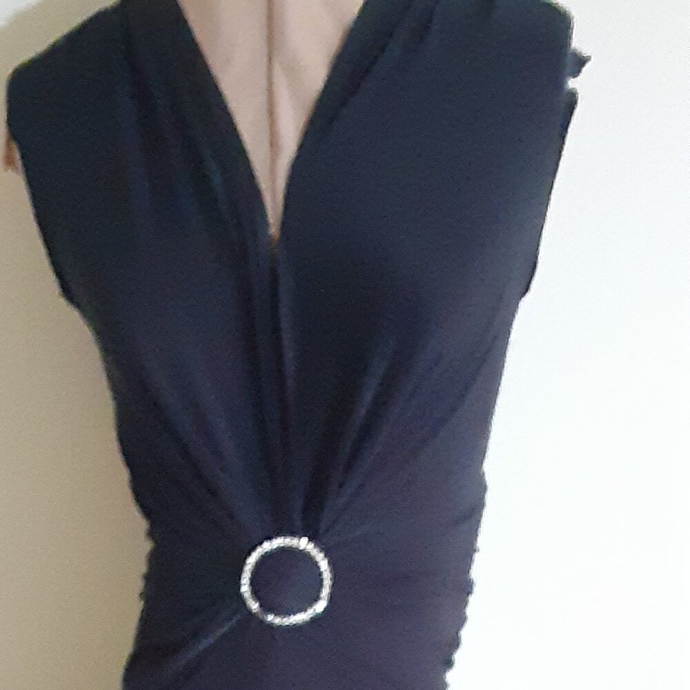 Women's Bisou Bisou Black Polyester Spandex Dress Rhinestone Accent Size 4